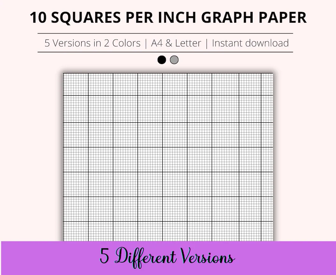 10 Squares Per Inch Graph Paper Bundle Printable Cross Stitch 