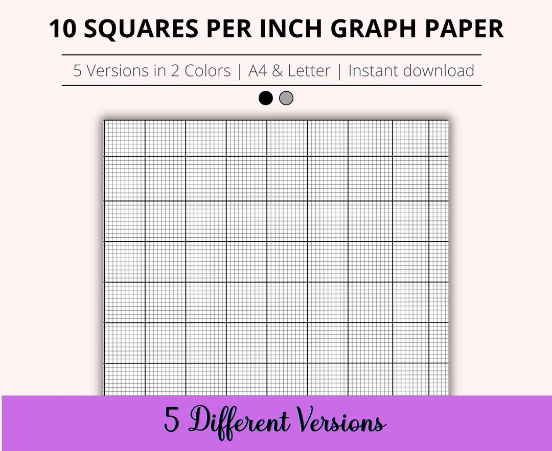 10 Squares Per Inch Graph Paper Bundle Printable Cross Stitch 