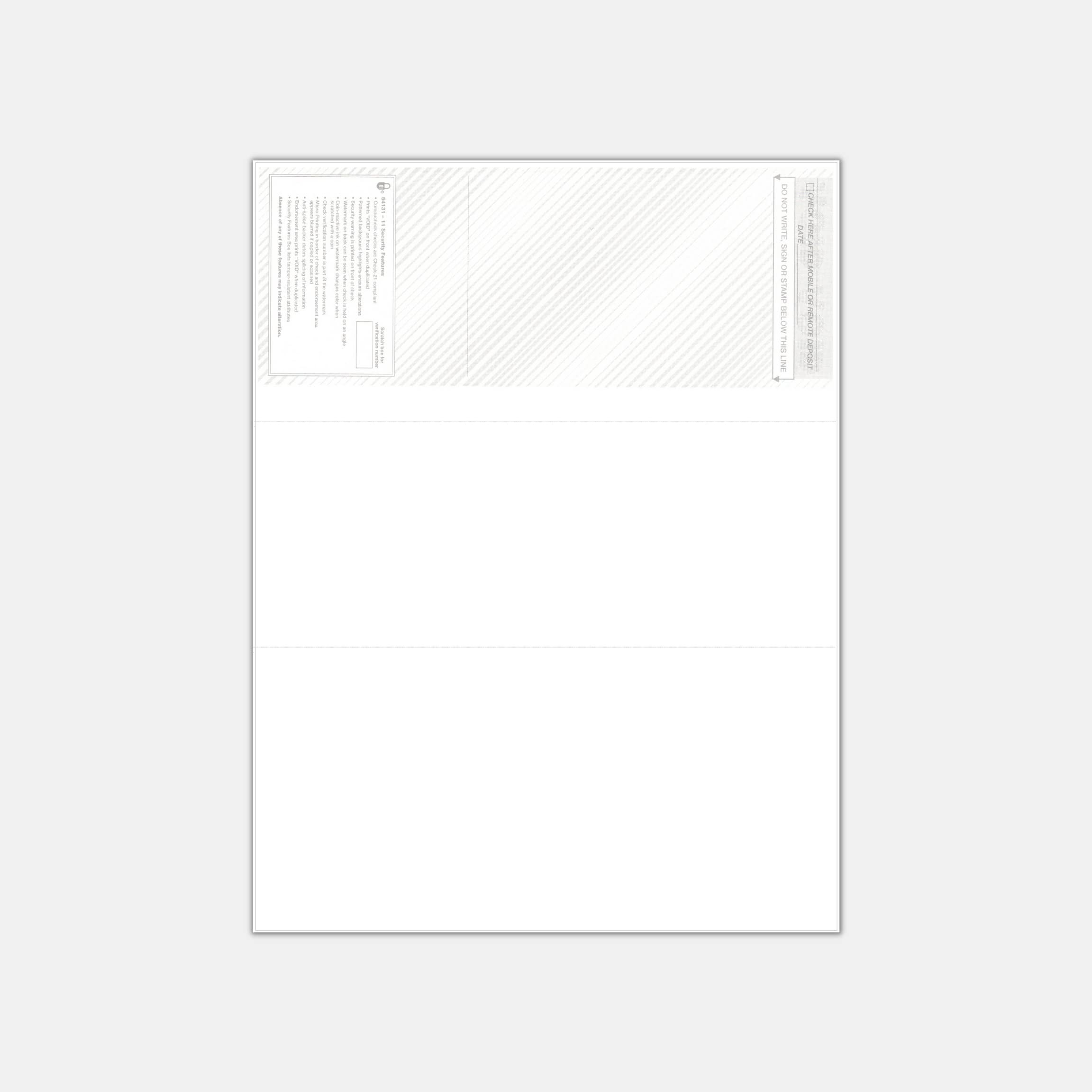 100 Blank High Security Computer Check Paper Checks On Top And 
