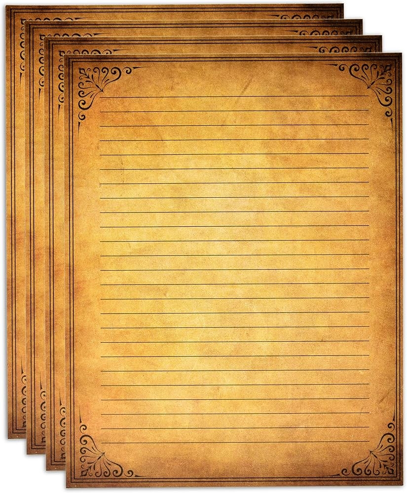 100 Pack Aged Lined Paper Vintage Antique Stationery Papers 8 5 X 
