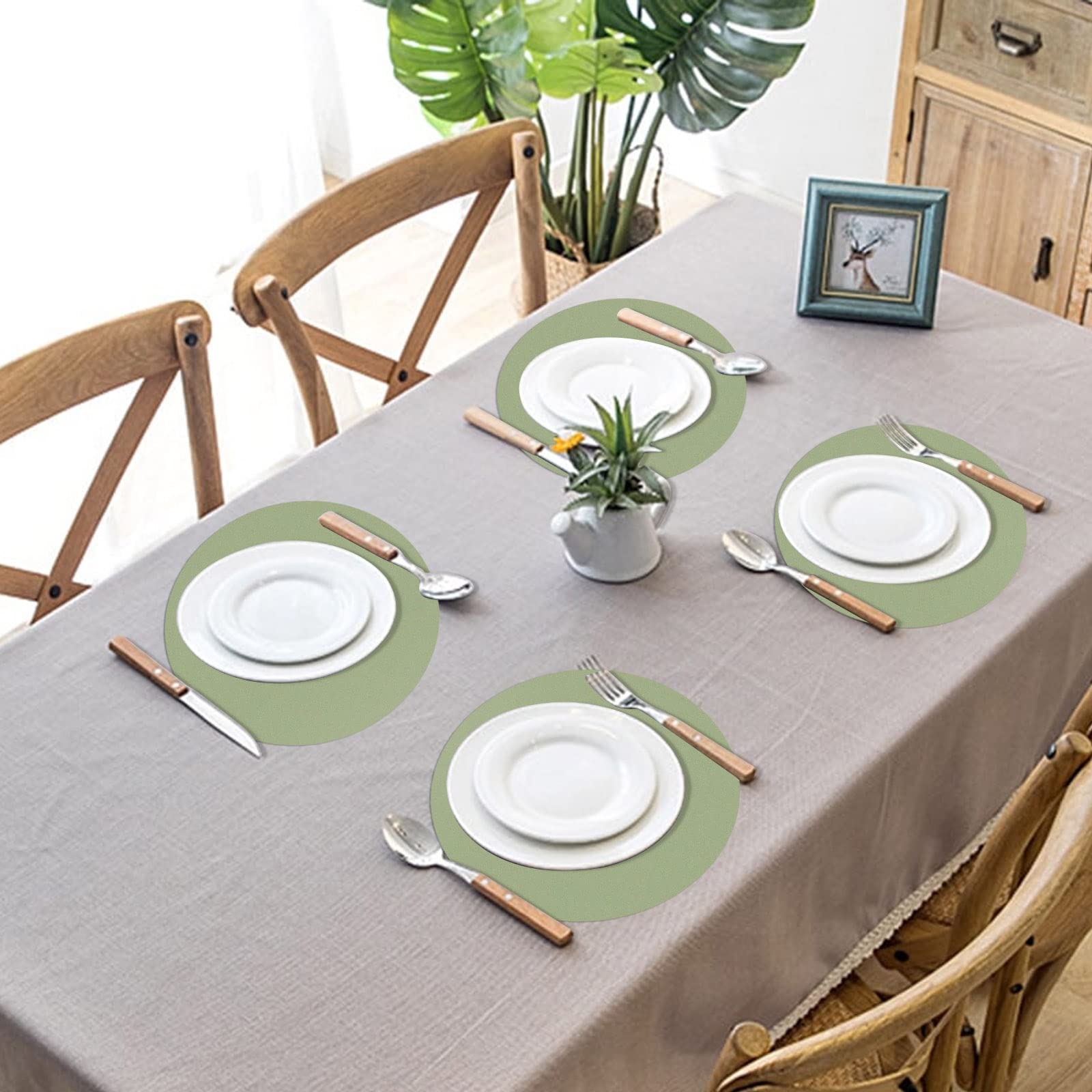 100 Pieces Sage Green Paper Placemats Sage Green Round Disposable 