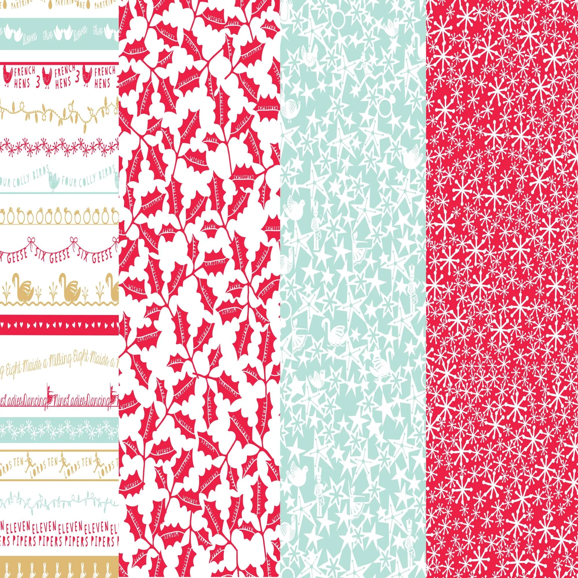 12 Days Of Christmas Papers 4pk Free Download