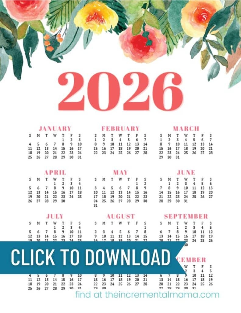 12 Free Printable One Page Yearly Calendars 2025 2026 2027 
