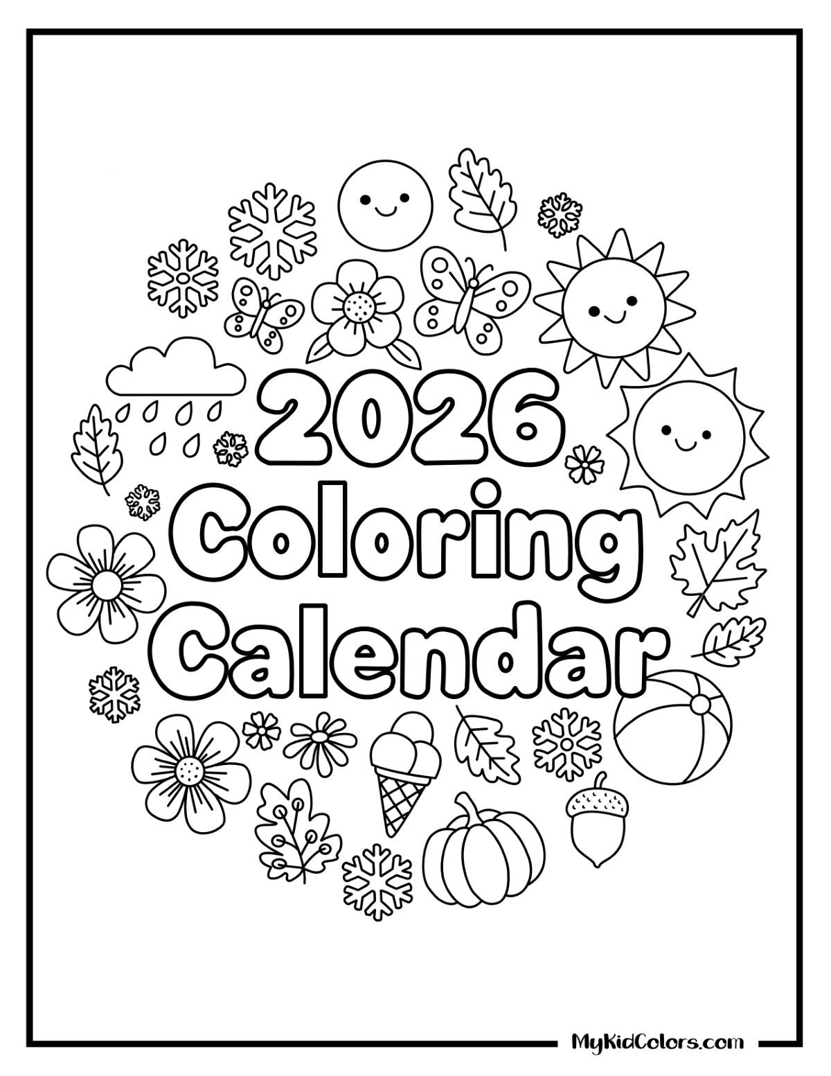 15 Free 2026 Calendar Coloring Pages PDF Printables 