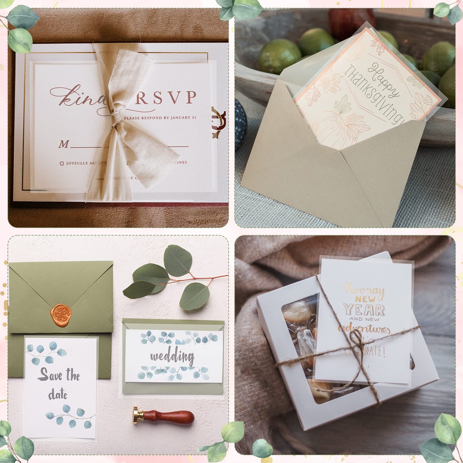 150 Sheets Parchment Paper For Wedding Save The Date Cards 