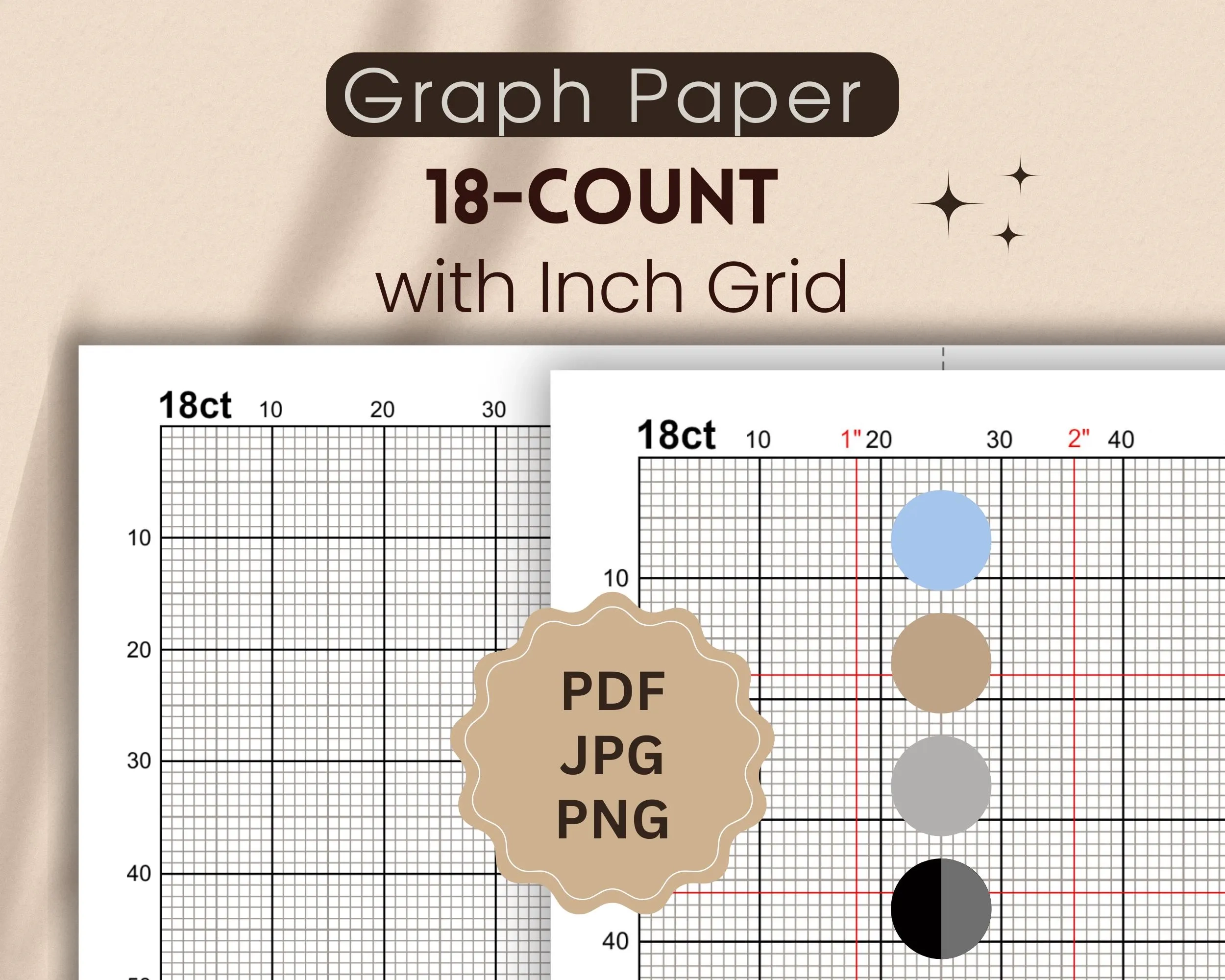 18 count Graph Paper With Inch Grid PDF JPG PNG Etsy UK