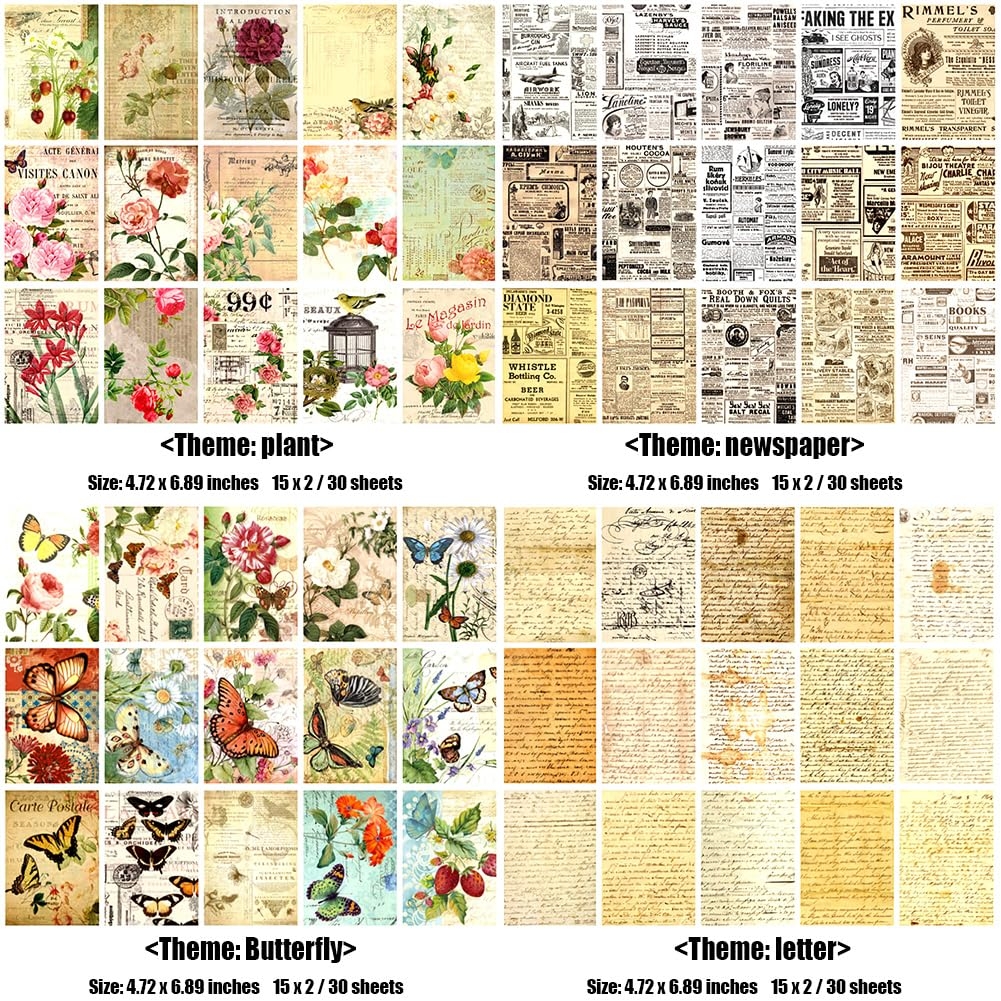 180 Sheets Scrapbook Paper Vintage Journaling Supplies Retro 