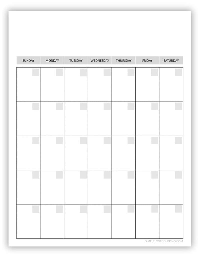 19 Blank Calendars Free PDF Printables Simply Love Coloring