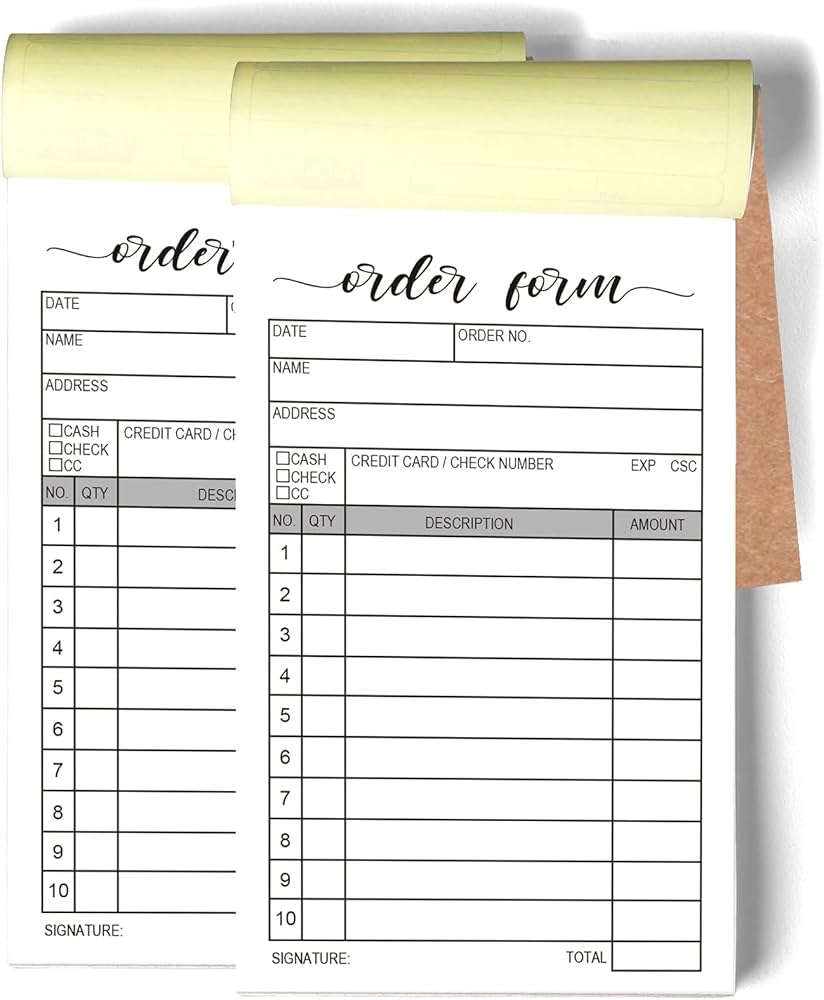 2 Packs 50 Set Order Form Pad Carbon Duplicate Copy Sales 