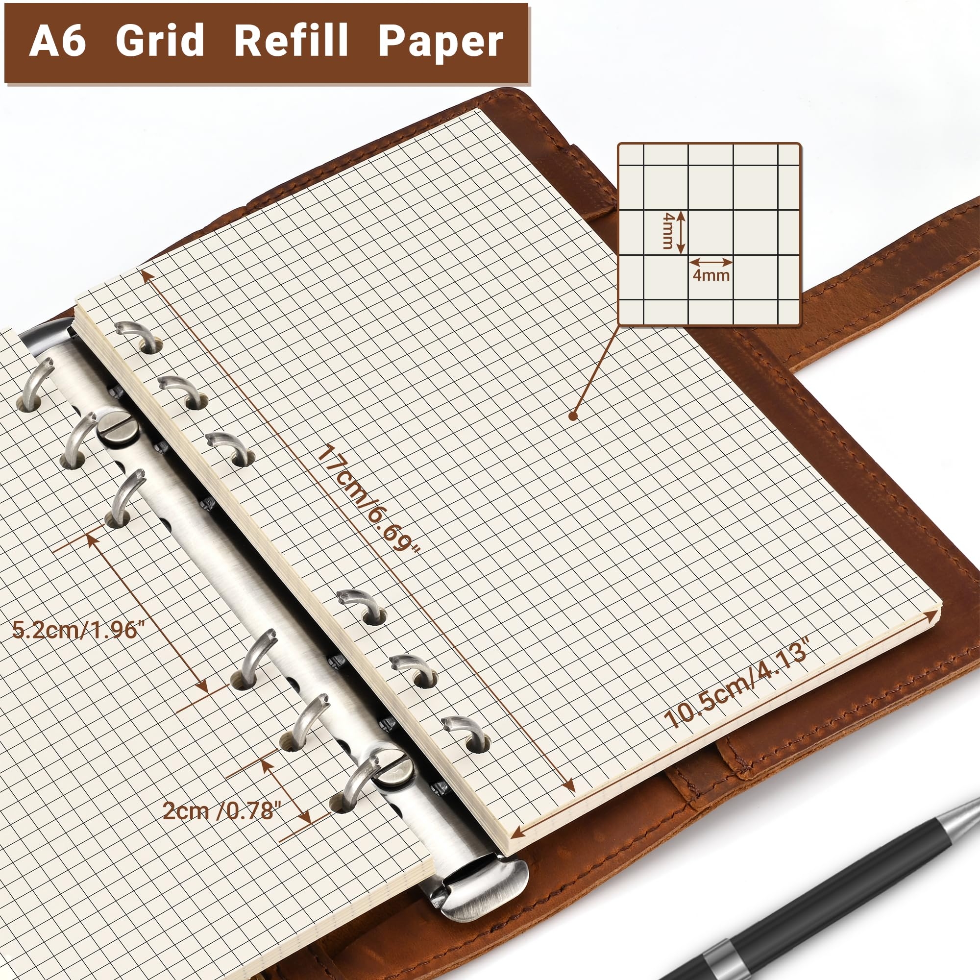 2 Packs A6 Grid Refill Paper A6 Graph Ruler Paper Quad Ruler 