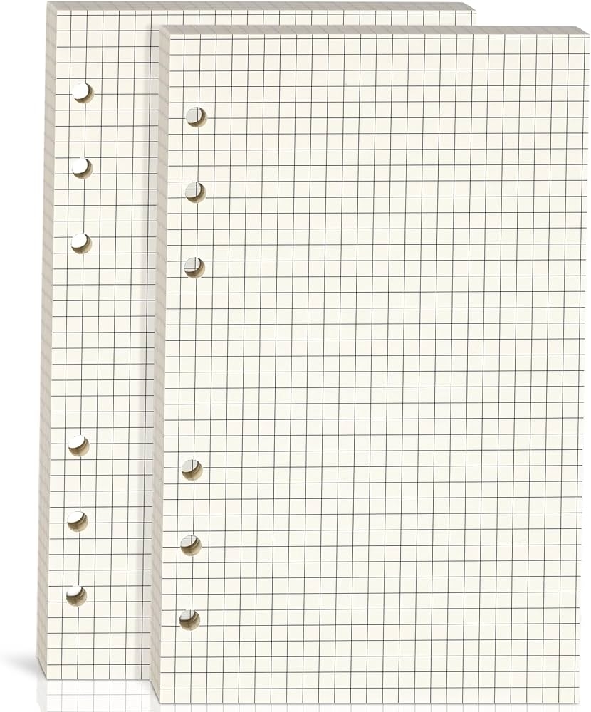 2 Packs A6 Grid Refill Paper A6 Graph Ruler Paper Quad Ruler 