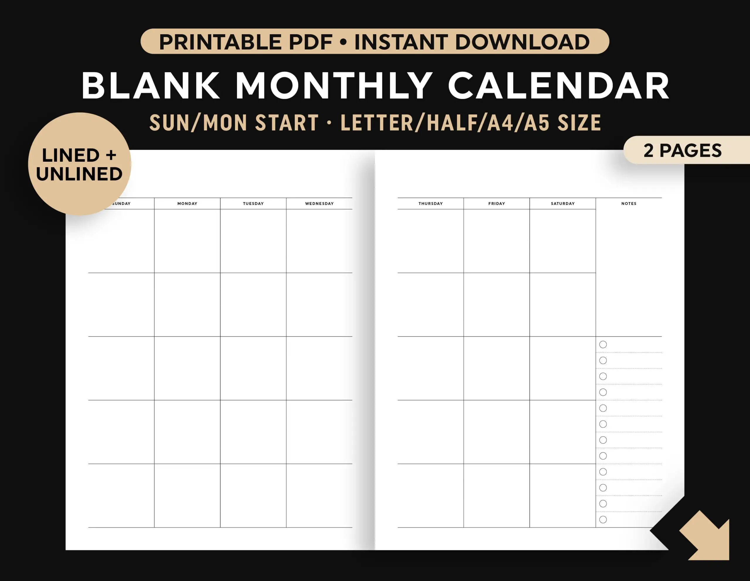 2 Blank Printable Calendar