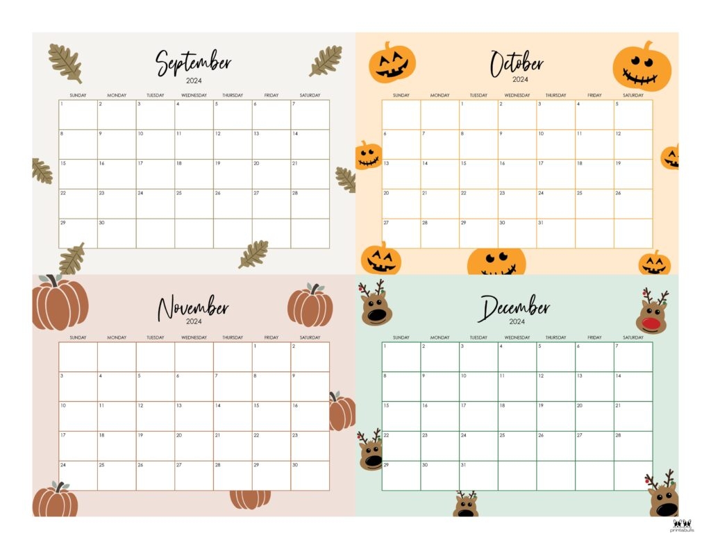 2024 Four Month Calendars 18 FREE Printables Printabulls