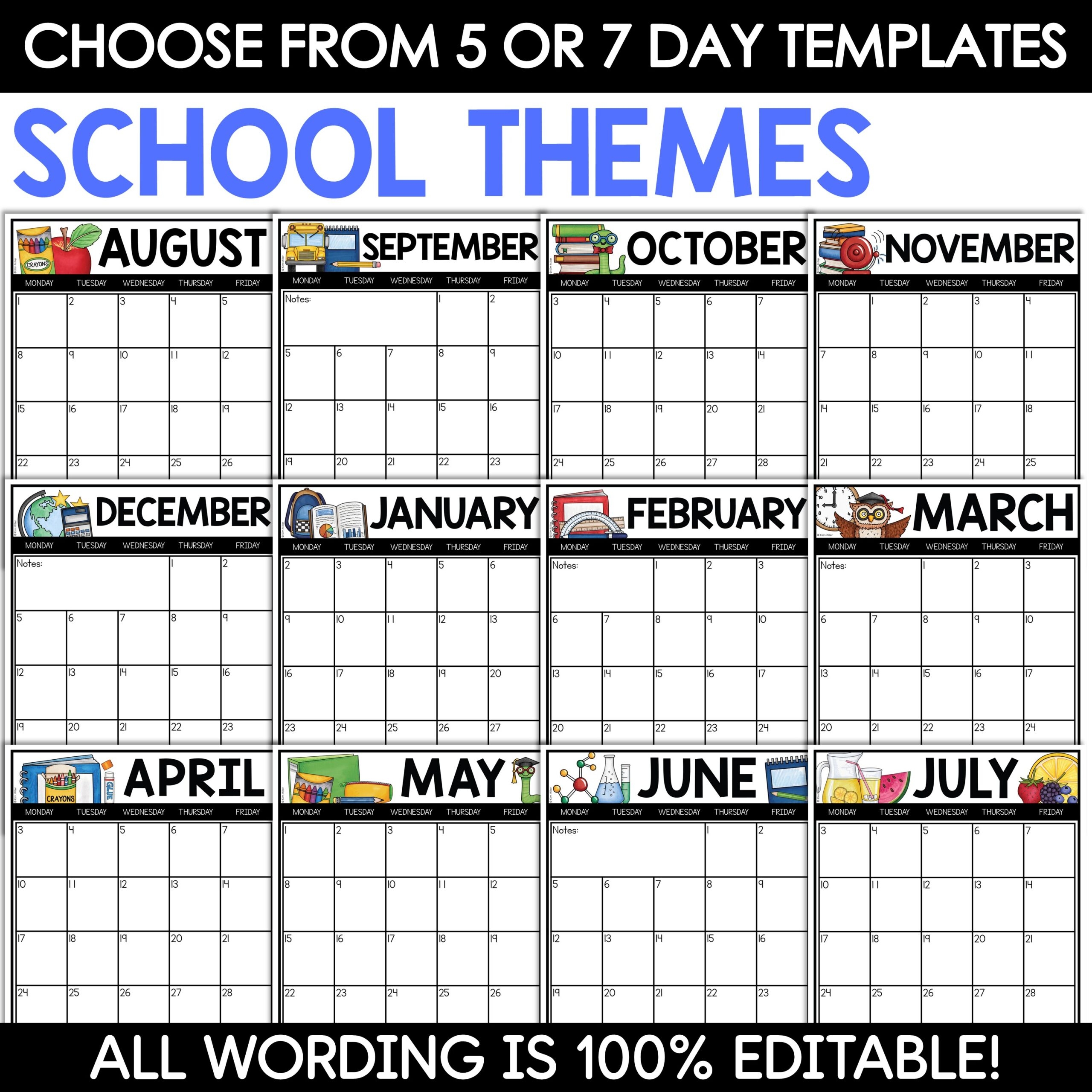 2025 2026 Editable Monthly Calendar Templates amp Digital Planner 