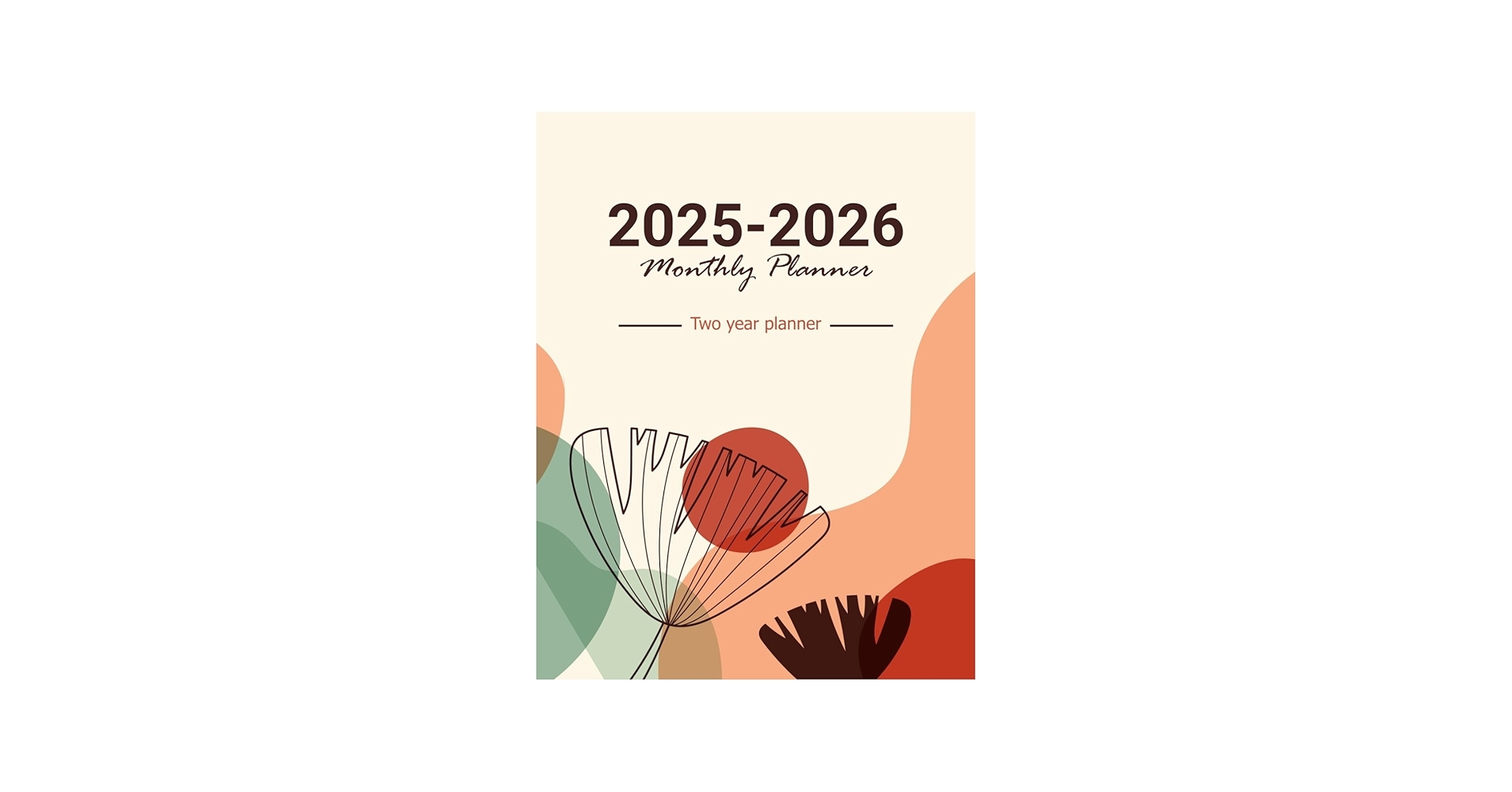 2025 2026 Monthly Planner Aesthetic Large Print 2 Year Calendar Agenda With Notes Pages Floral Cover Minimalist Design 24 Months From January 2025 