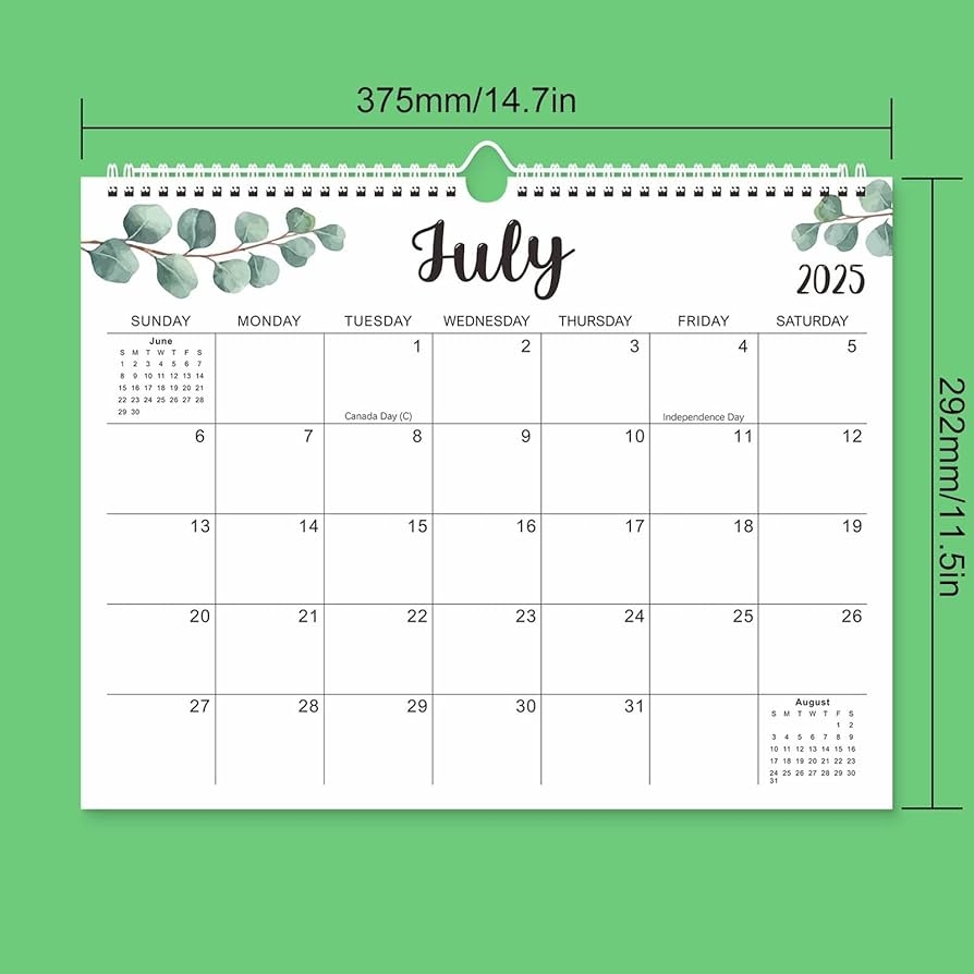 2025 Calendar Wall Leaves Monthly Planner January 2025 June 