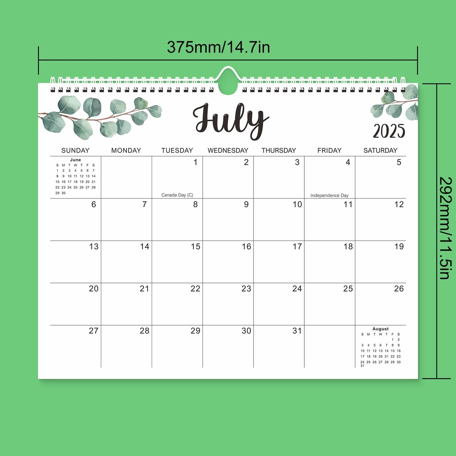 2025 Calendar Wall Leaves Monthly Planner January 2025 June 