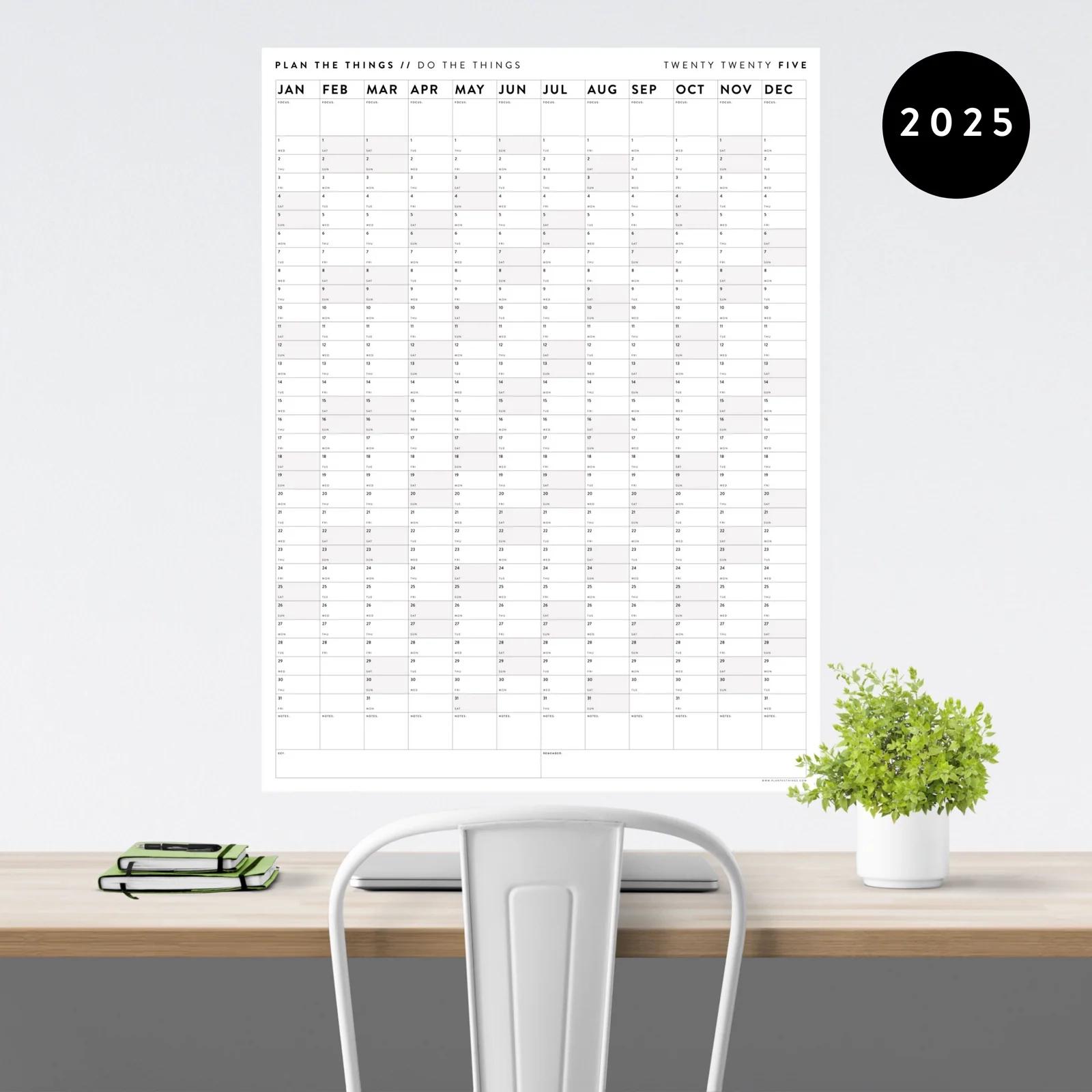 2025 GIANT WALL CALENDARS VERTICAL Plan The Things