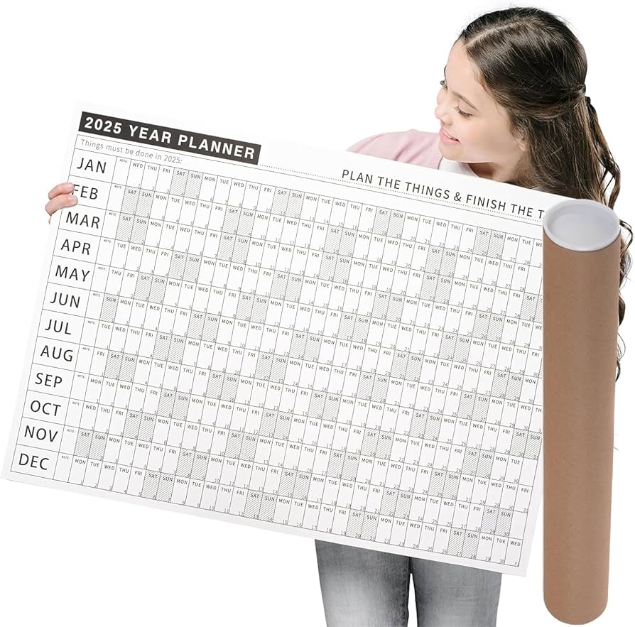 2025 Wall Planner A2 Size 60cm X 42cm Paper Tube Packaging 