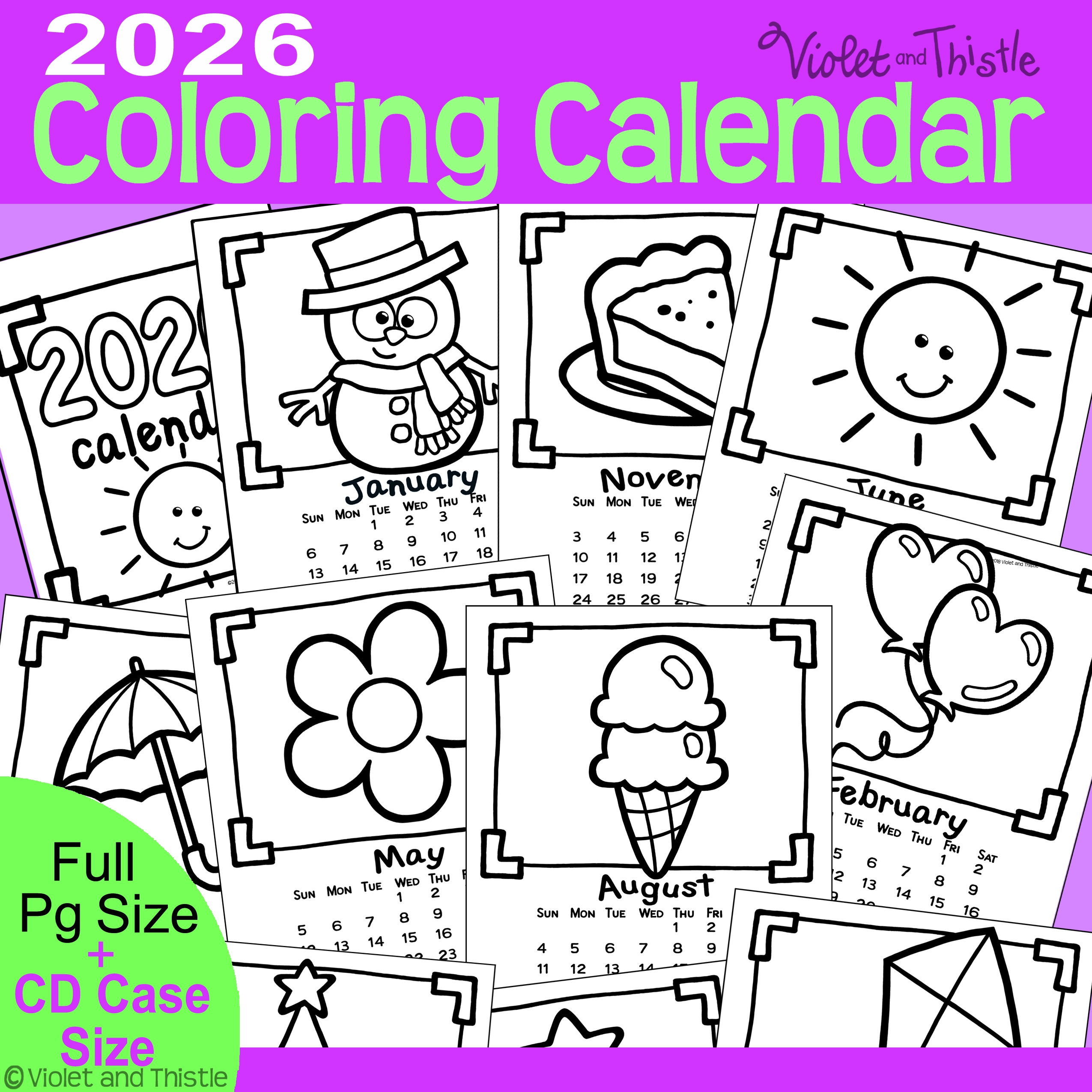 Kids Blank Calendar 2026 Printables