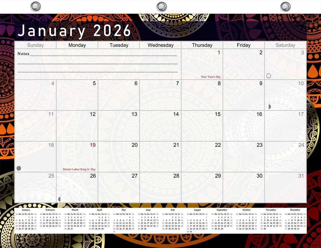 2026 Calendar 12 Months Student Calendar Planner For 3 Ring Binder V012