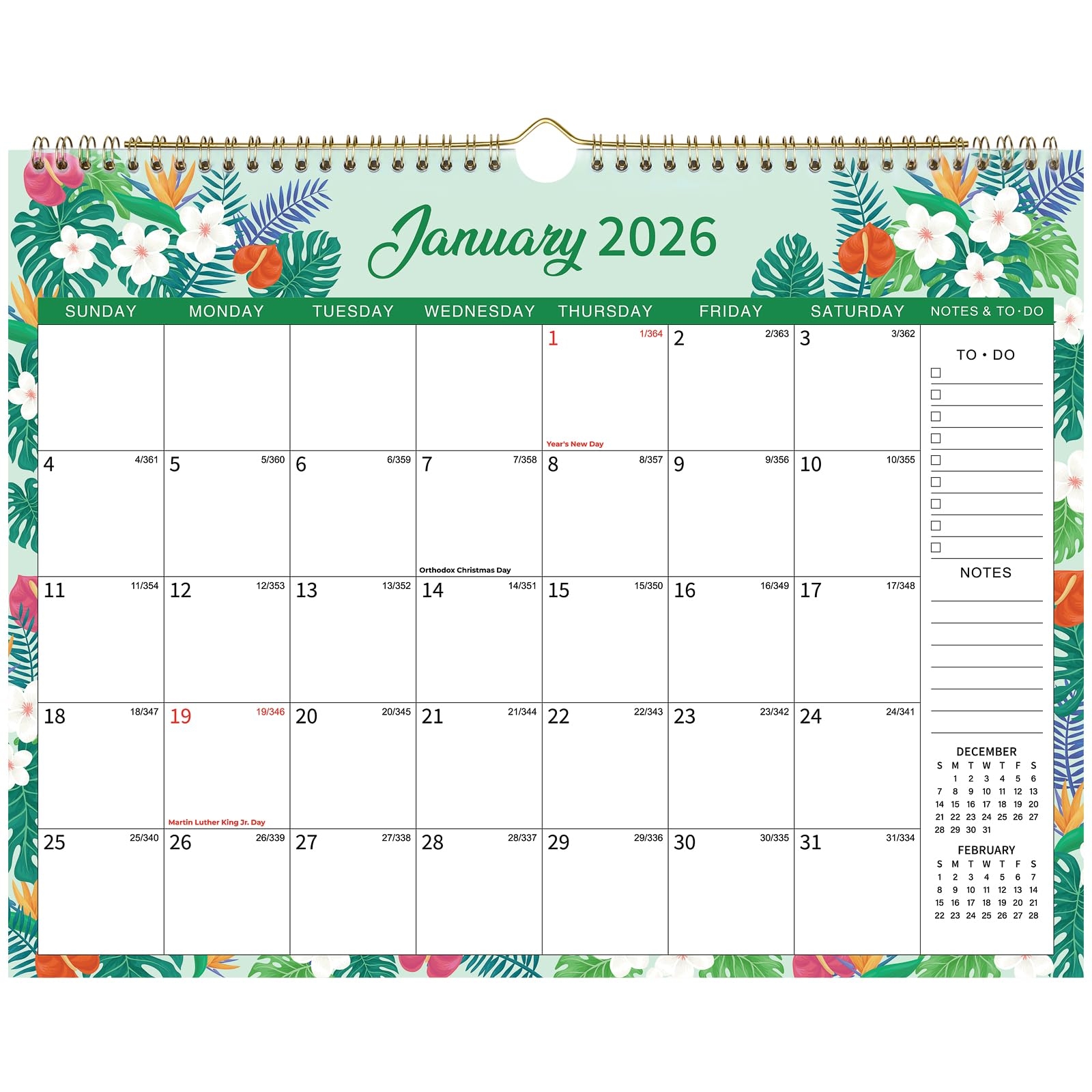 Printable Calendar December 2026 Waterproof