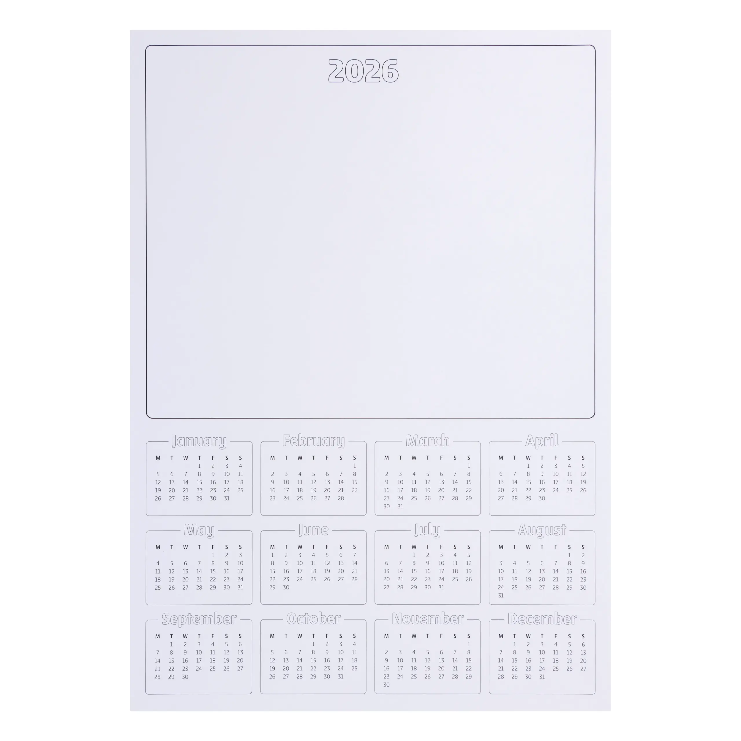 Printable Blank Kids Calendar 2026