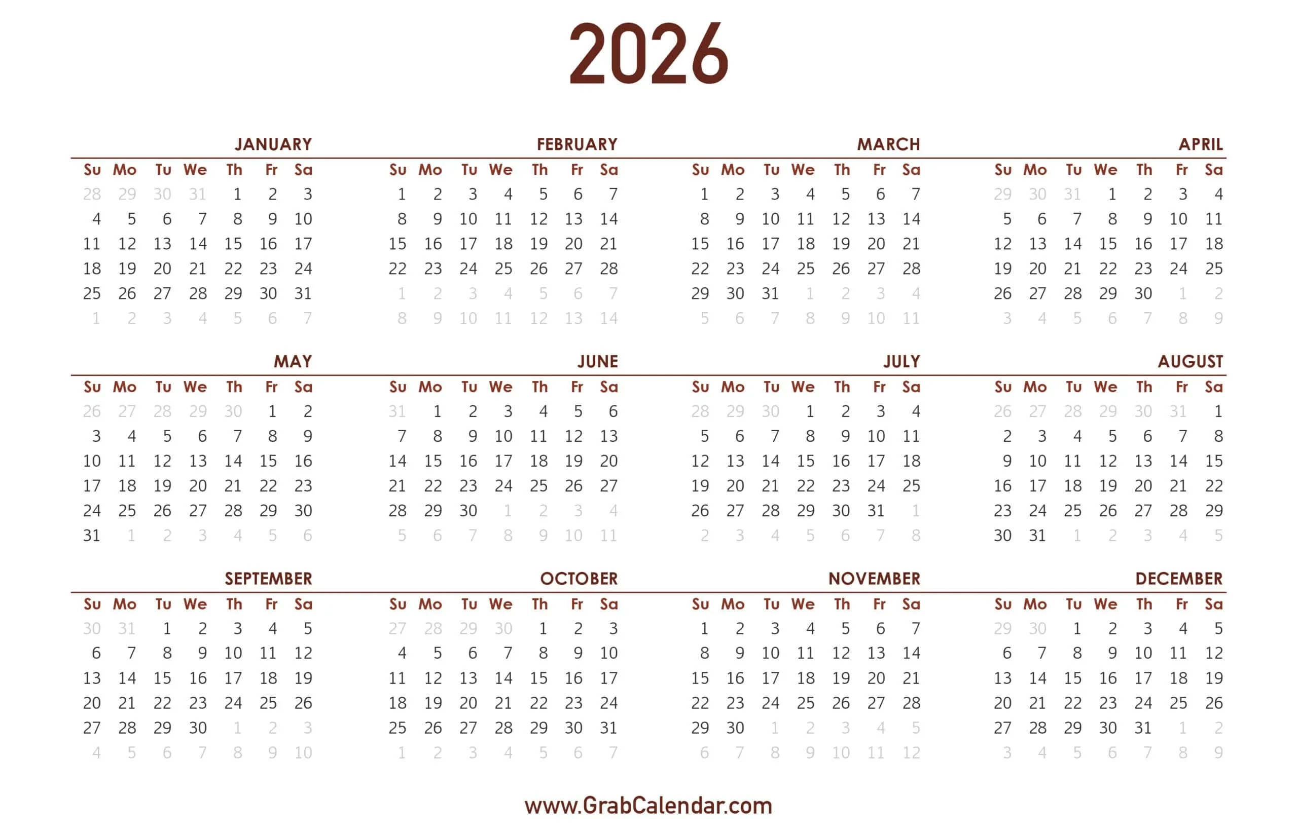 November 2026 Calendar Printable Google