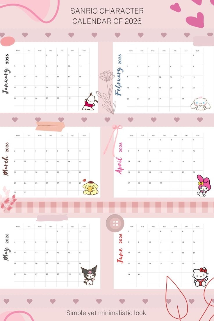 Sanrio Printable Calendar 2026