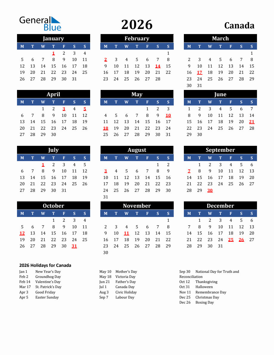 May 2026 Calendar Canada Holidays