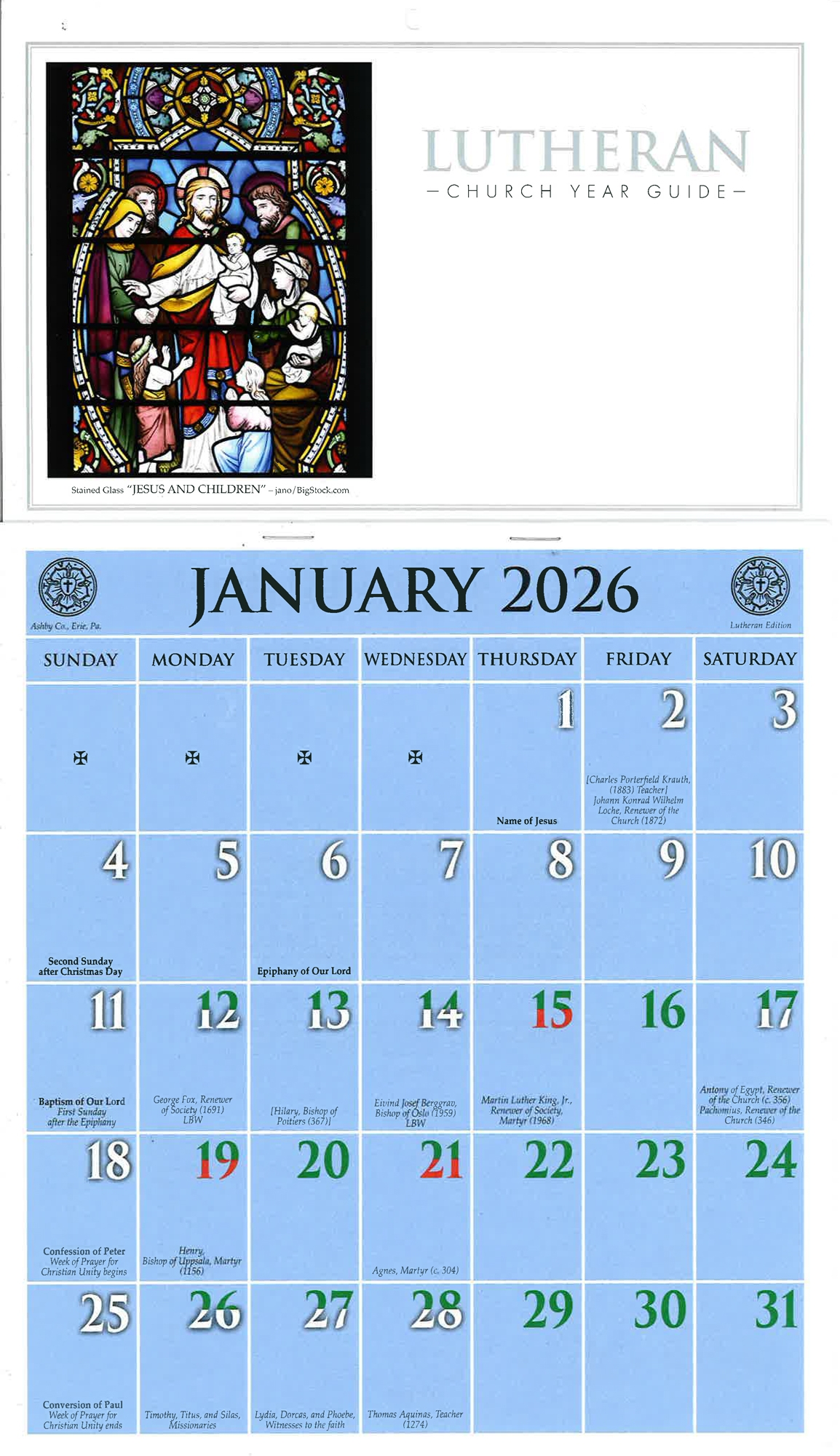 2026 Church Year Calendar Concordia Publishing House