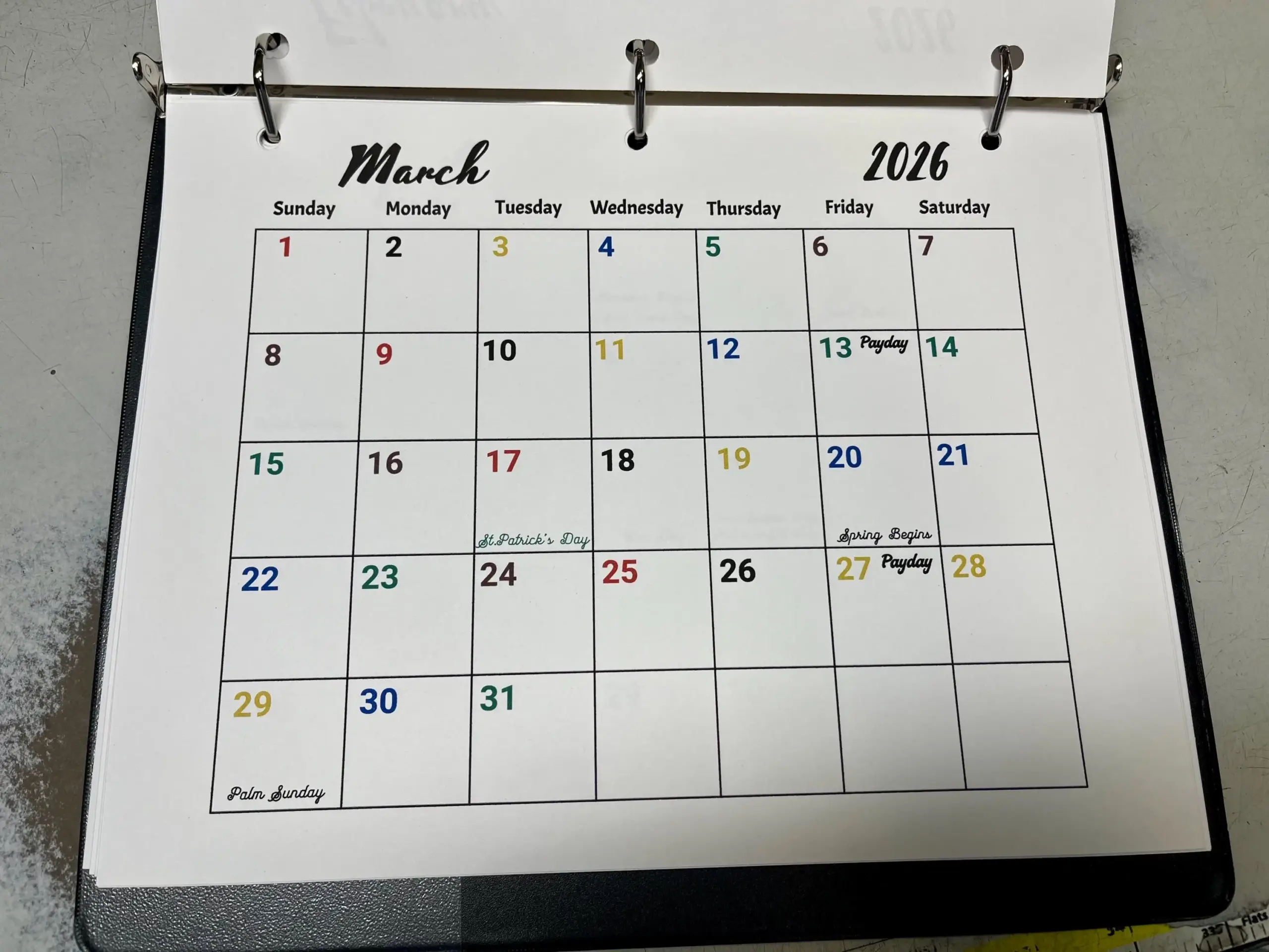 2026 Postal Payday And Holiday Calendar Printable