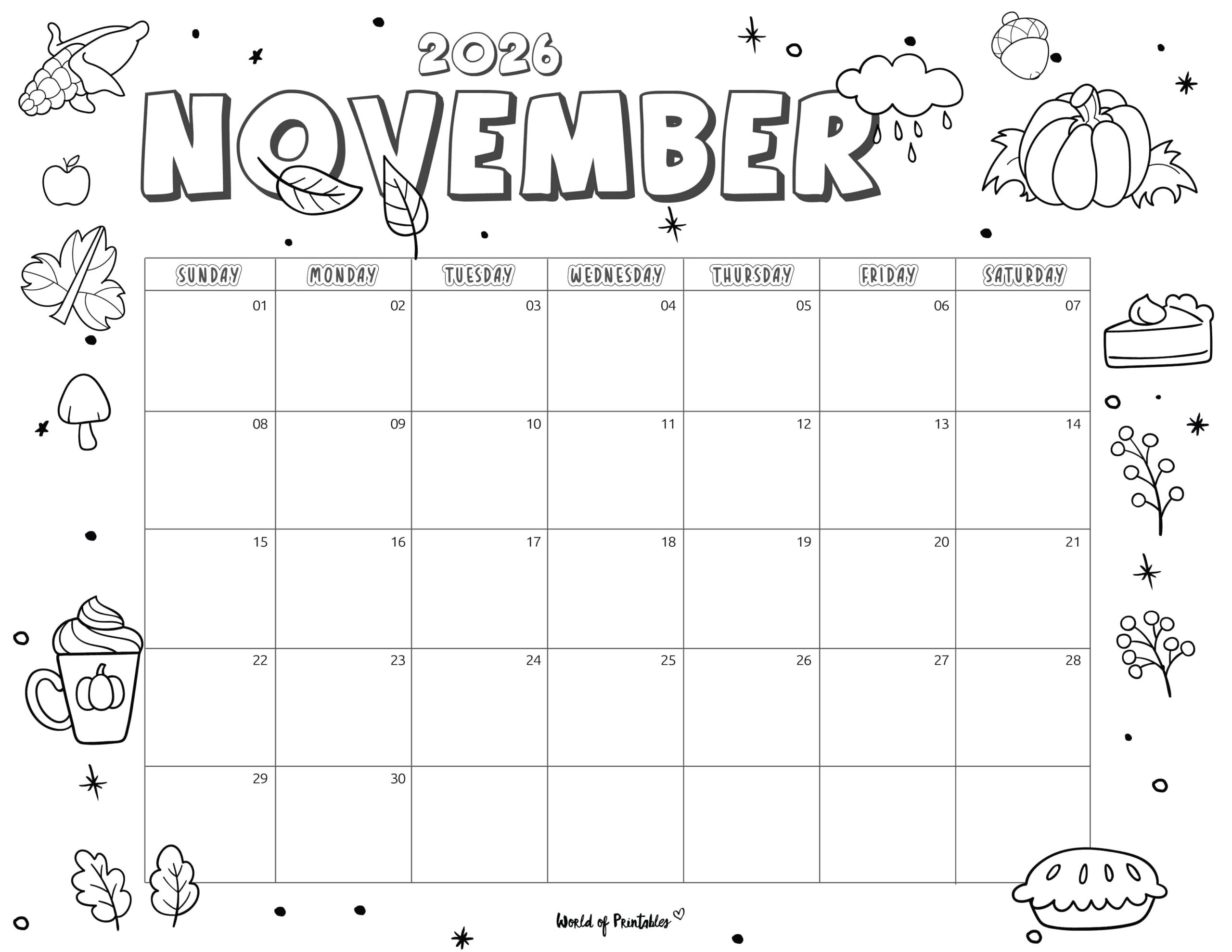 2026 Coloring Calendar Free Printables World Of Printables