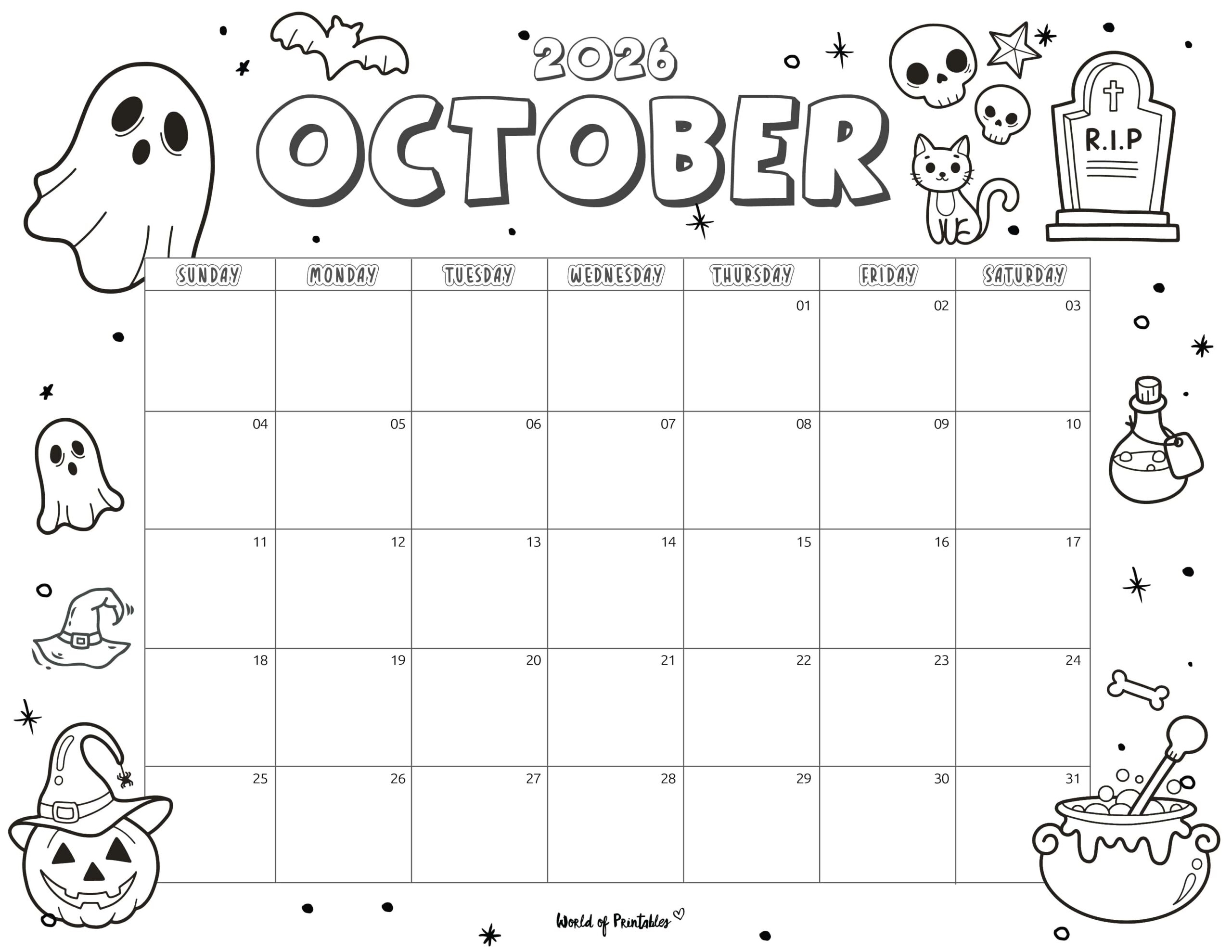 2026 Coloring Calendar Free Printables World Of Printables