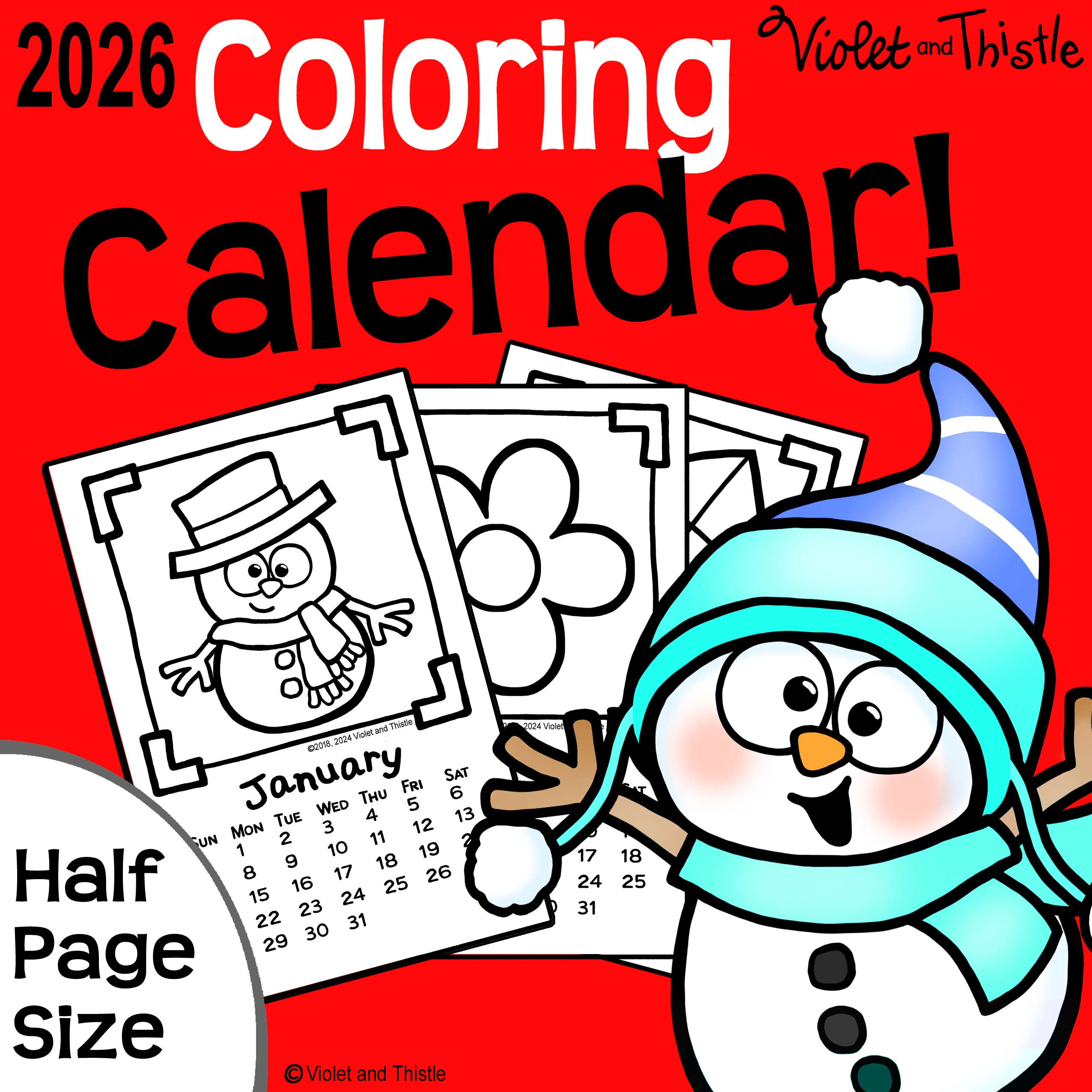 2026 Coloring Calendar Printable To Color Parent Christmas Gift 