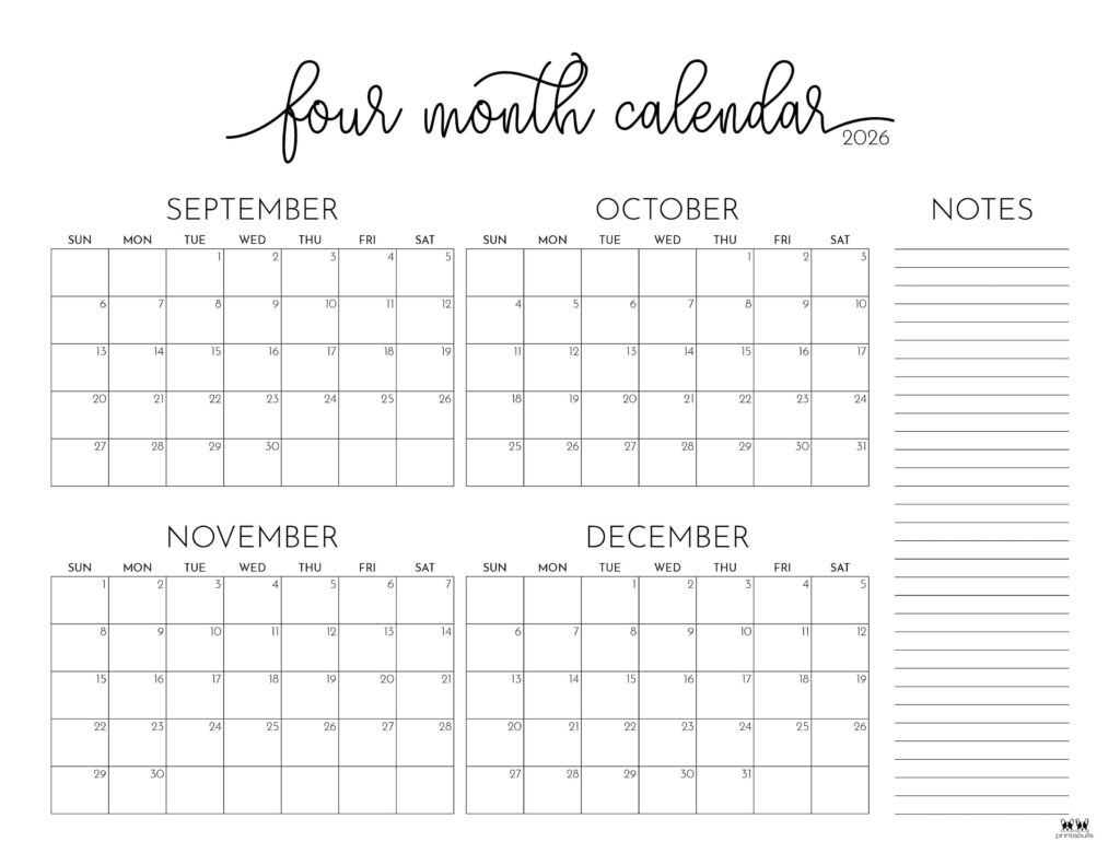 October November December 2026 Calendar