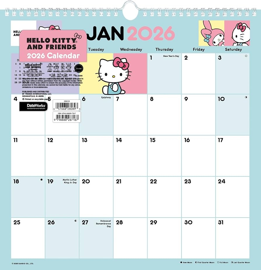 2026 Hello Kitty amp Friends Spiral Wall Calendar Trends 