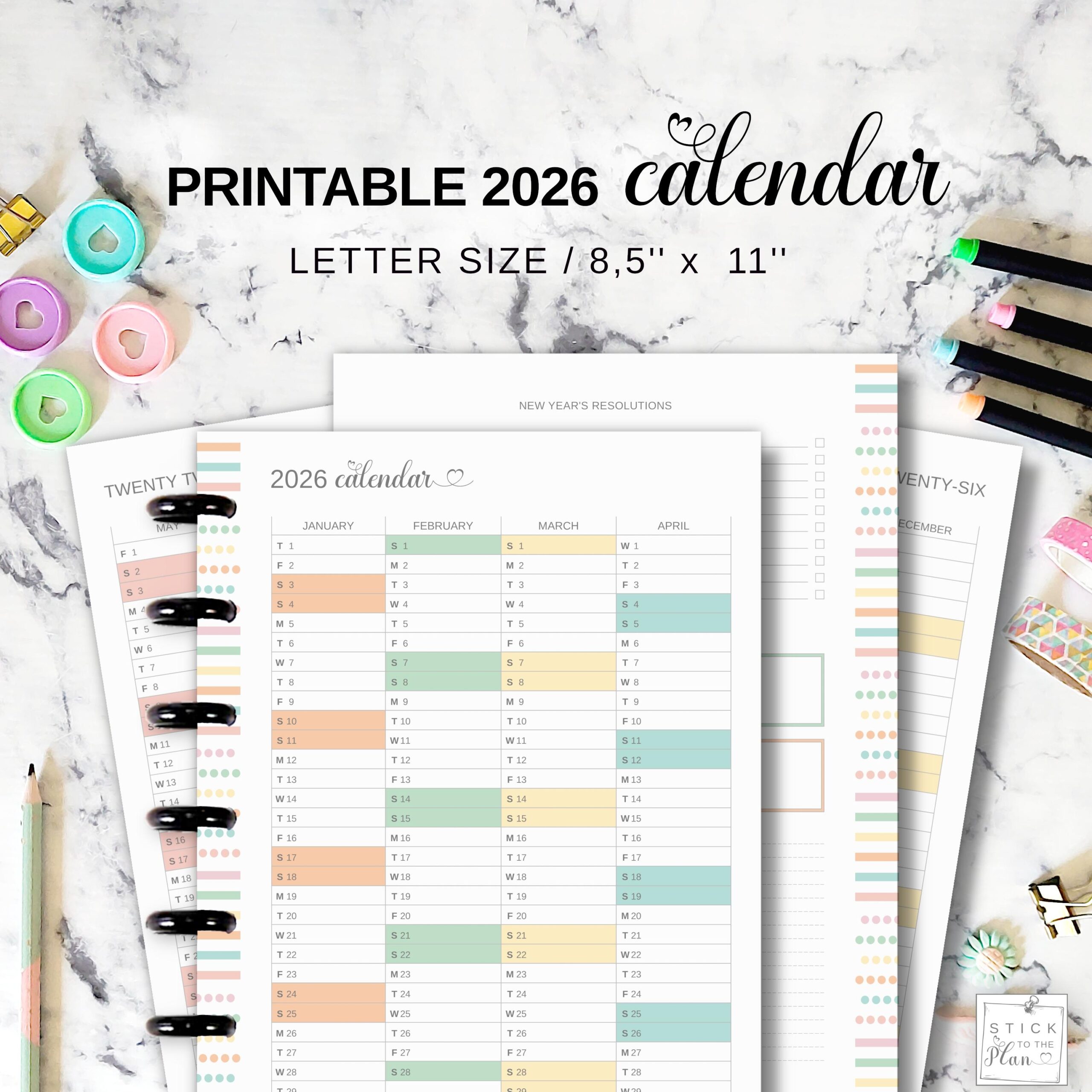 2026 Jahreskalender 11 Disc Planereinlage Fit Big Happy Planner 