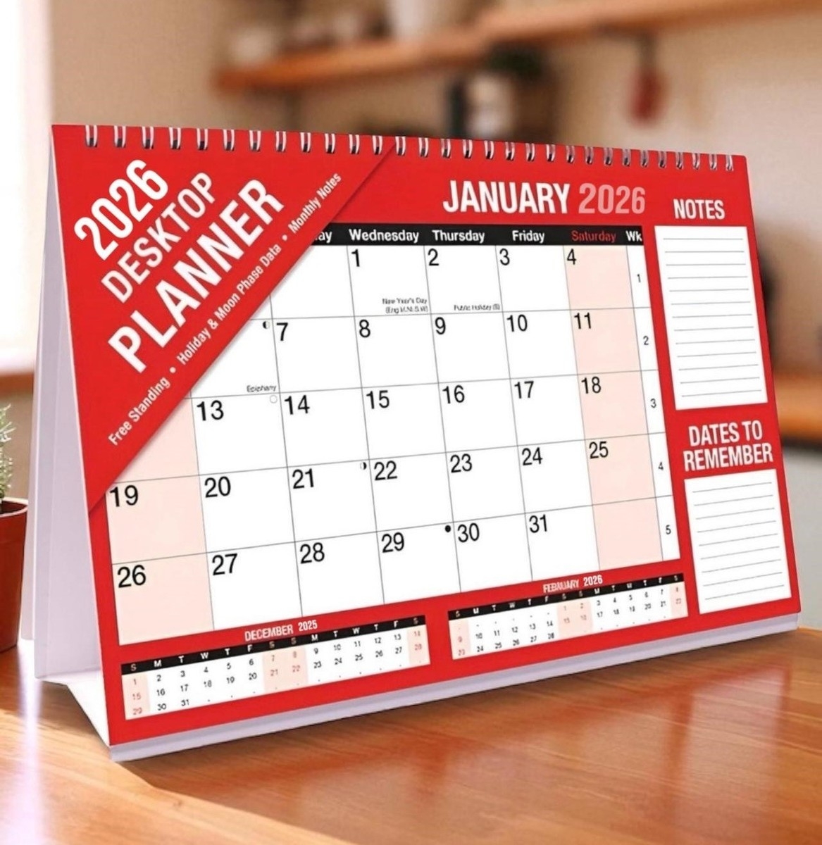 2026 LARGE STAND UP DESK TOP MONTH TO VIEW PLANNER QUALITY 