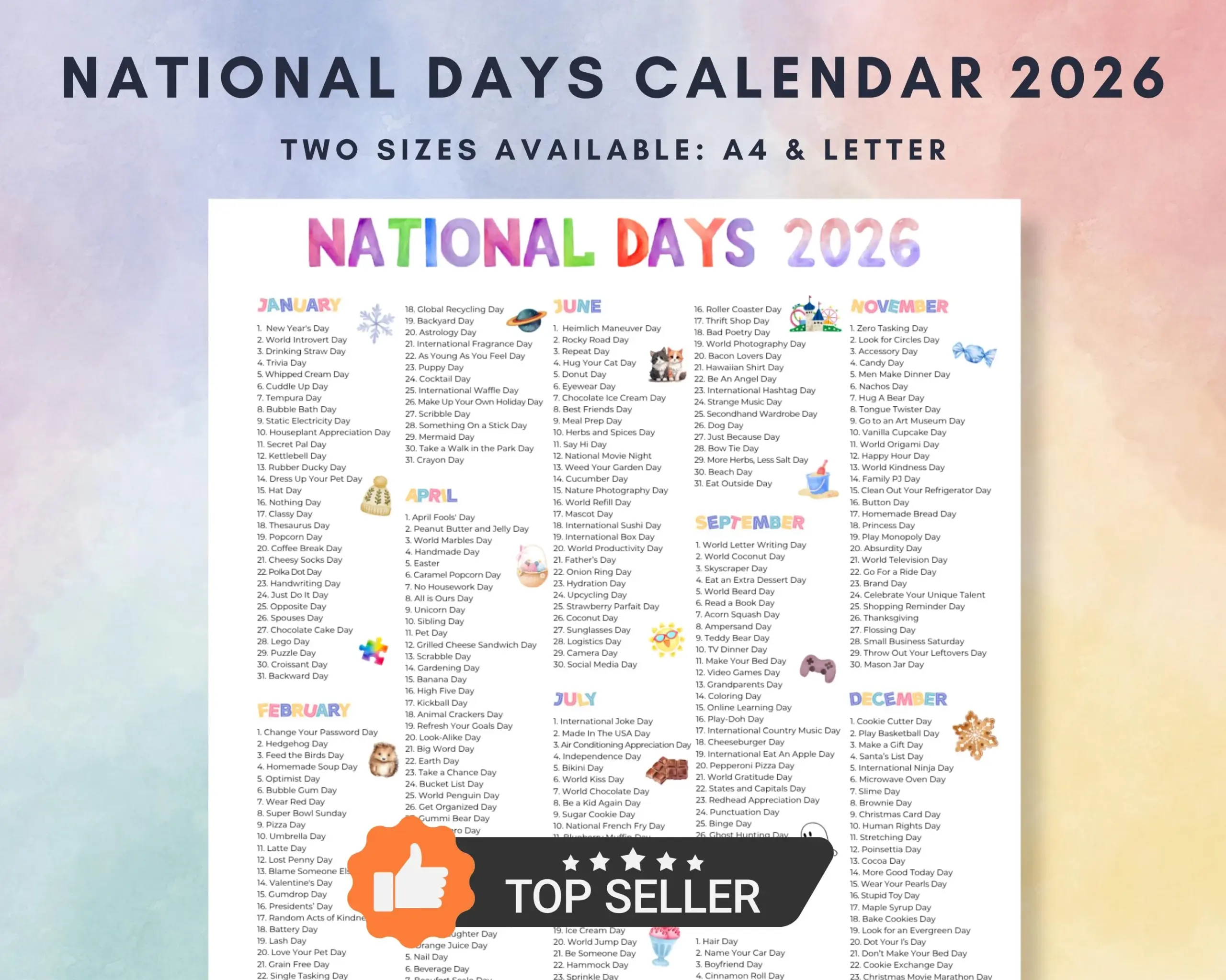 2026 Nationalfeiertage Kalender Zum Ausdrucken A4 amp PDF Etsy de