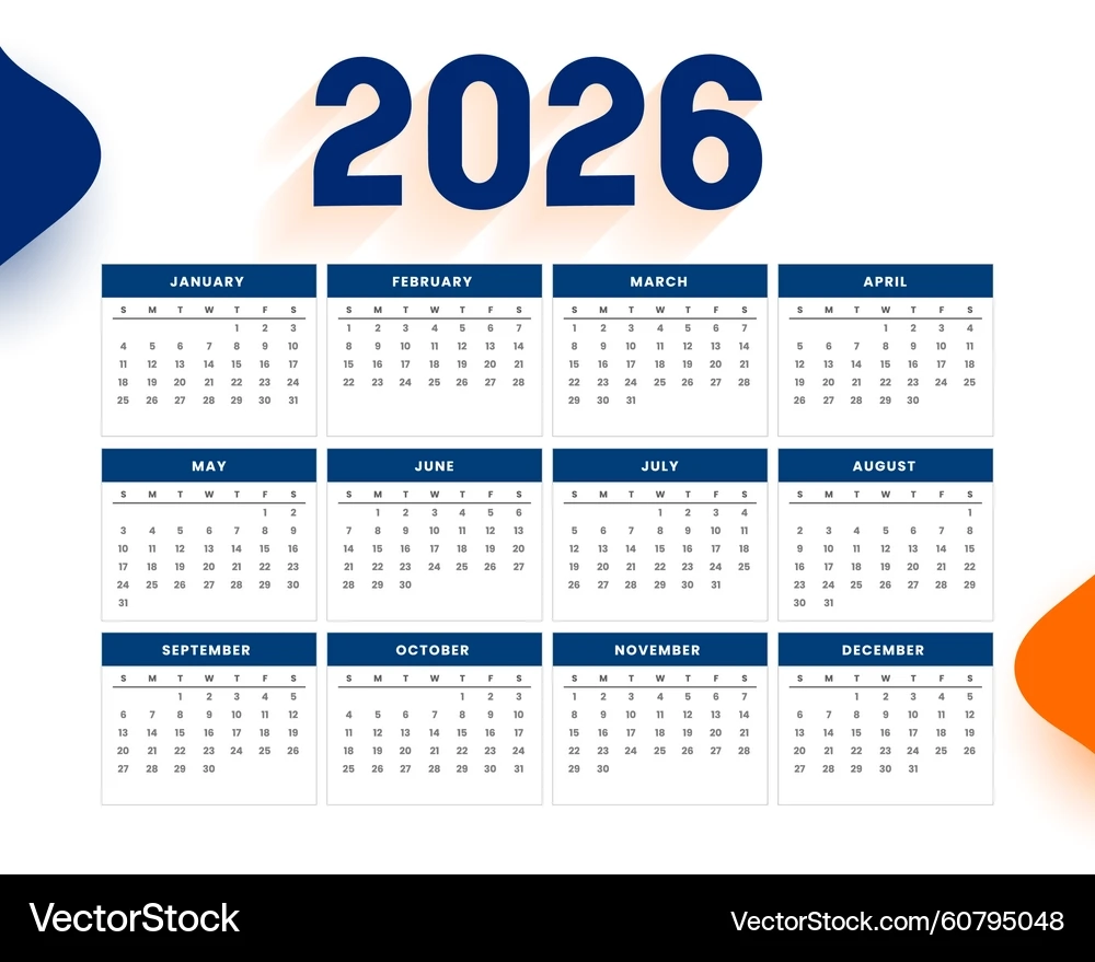2026 New Year Desk Calendar Template Lizenzfreie Vektorgrafik 