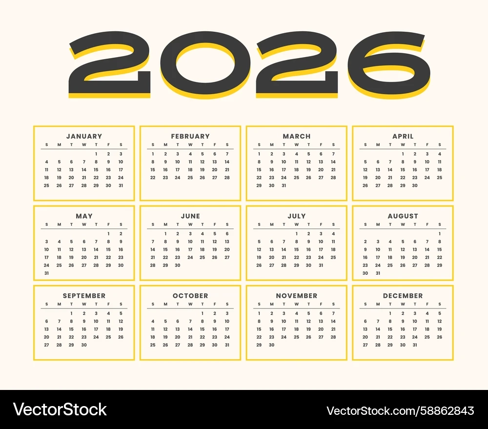 2026 New Year Desk Calendar Template Lizenzfreie Vektorgrafik 