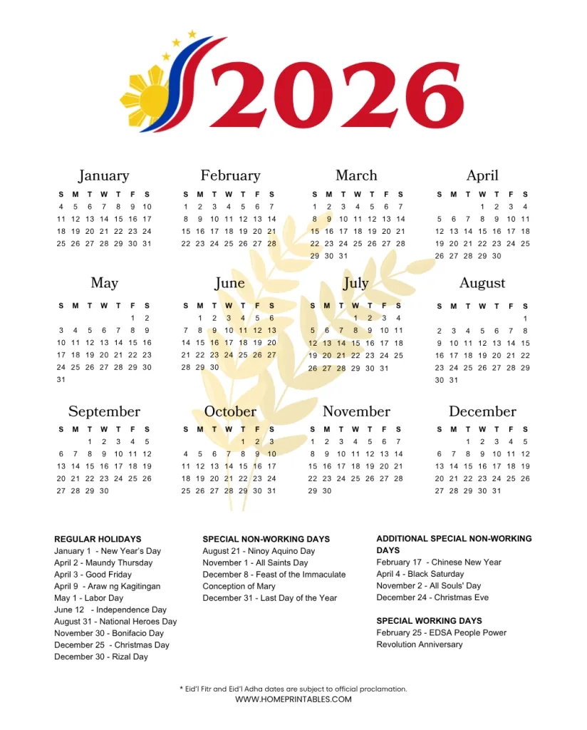 June 2026 Calendar With Holidays Philippines