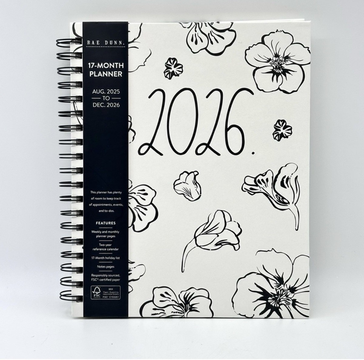 2026 Planner Rae Dunn Flower Planner 17 Months Planner Aug 2025 