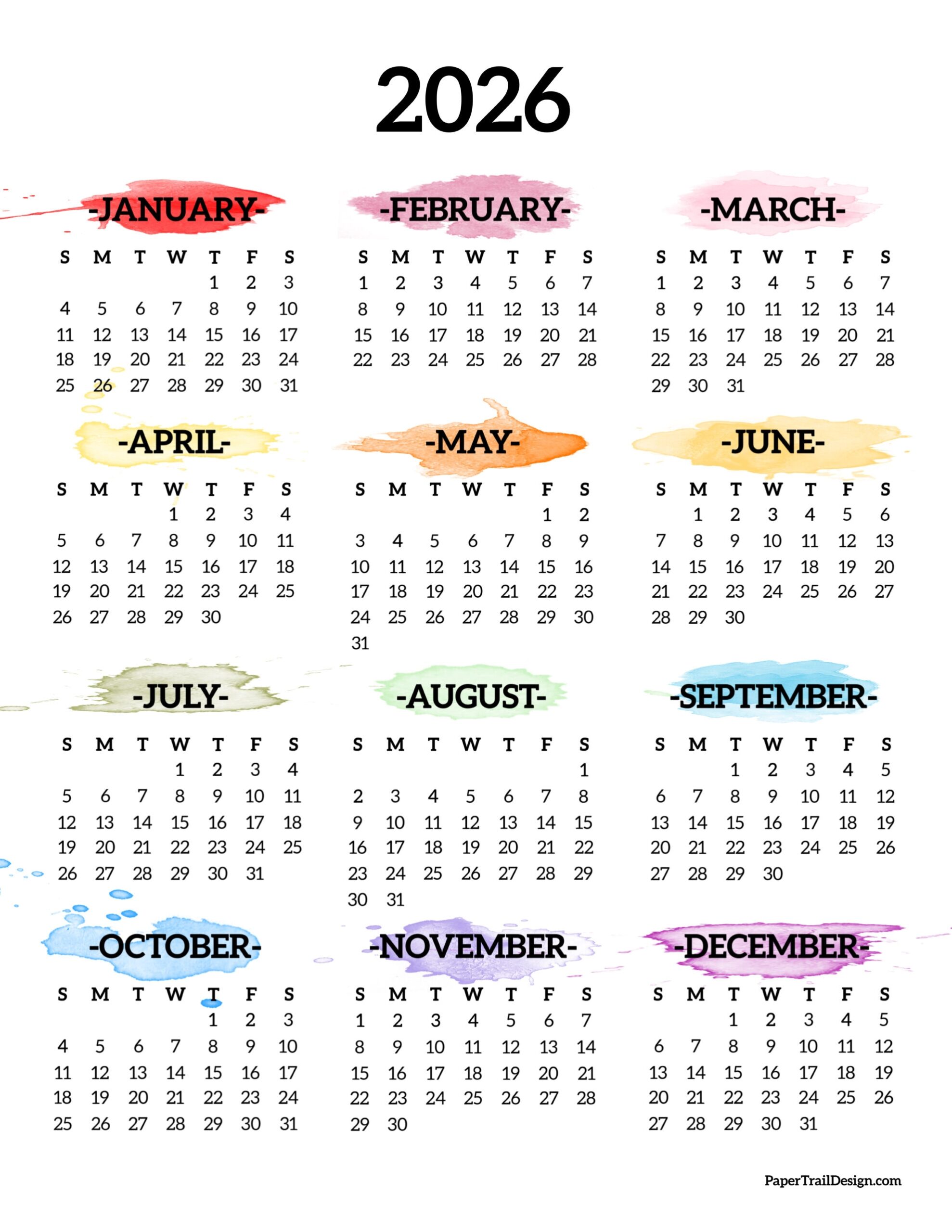 Free Printable Calendar 2026 2