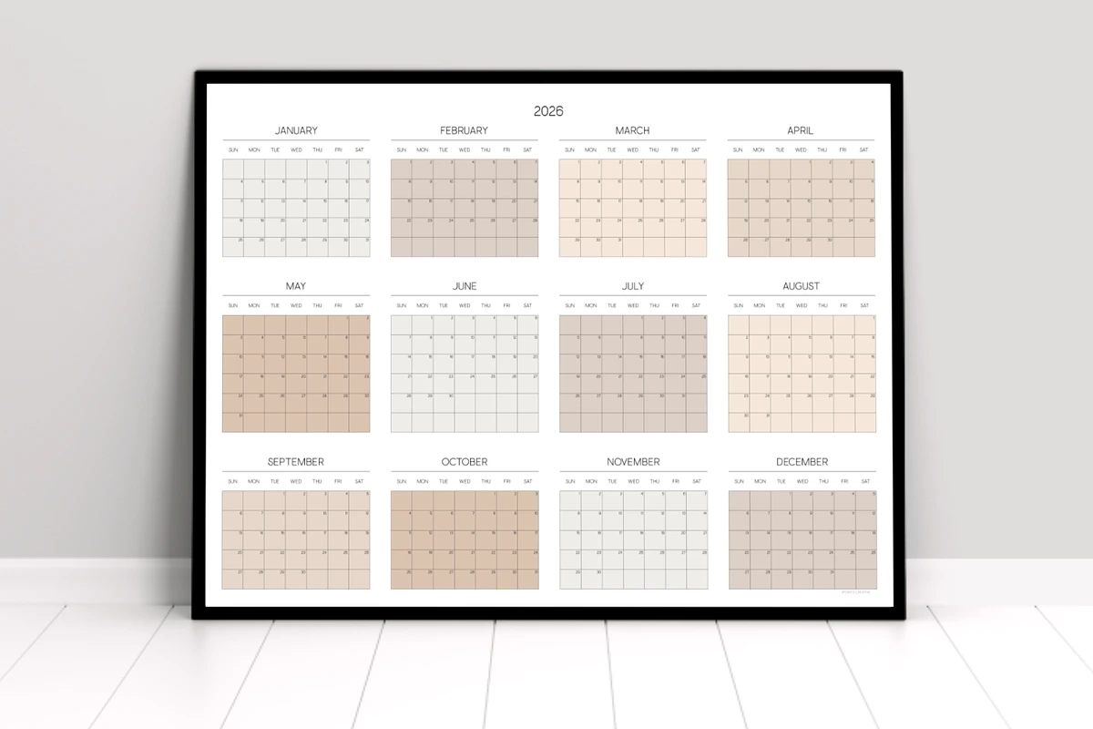 Calendar December 2026 Printable Brown