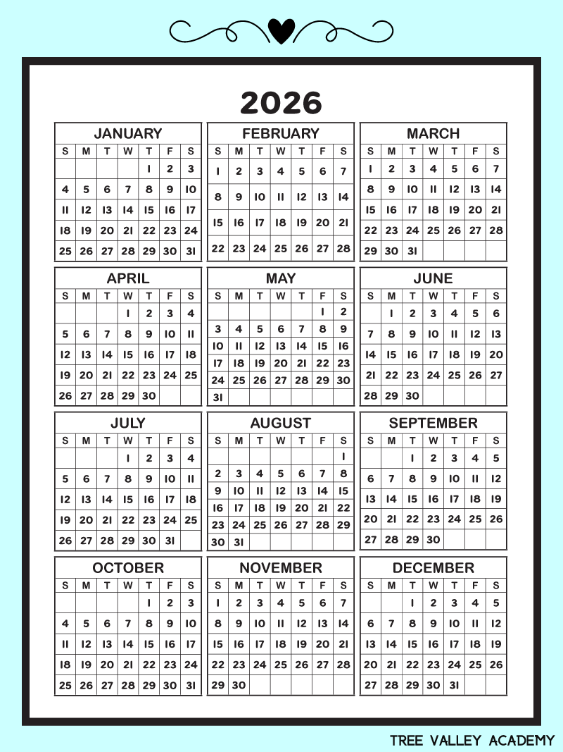 2026 Printable One Page Calendar amp Kids Calendar Worksheets