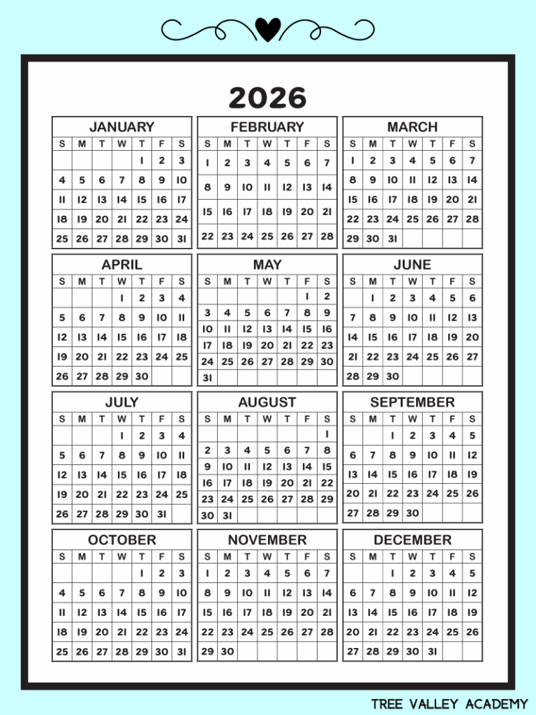 2026 Printable One Page Calendar amp Kids Calendar Worksheets