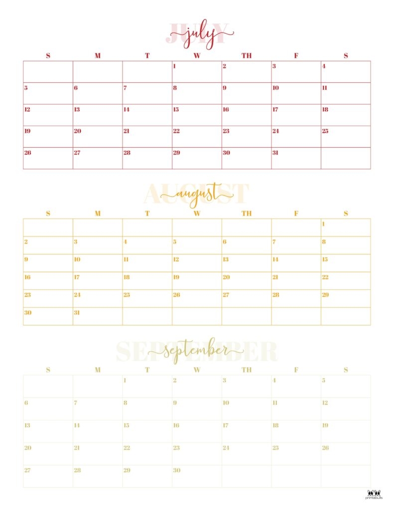 2026 Three Month Quarterly Calendars 36 FREE Cals Printabulls
