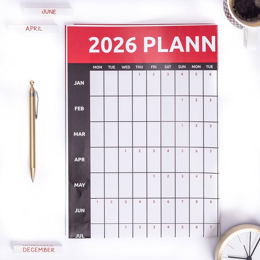 2026 Wall Planner A1 Size 84 X 59 Cm All Year Round Calendar For Home Office Work All Year Round Red Amazon de Stationery amp Office Supplies